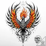 Tattoo sketch, fiery phoenix rising from ash… – style Jaeger Mini – tattoo sketch (10.11.2025 17:18)