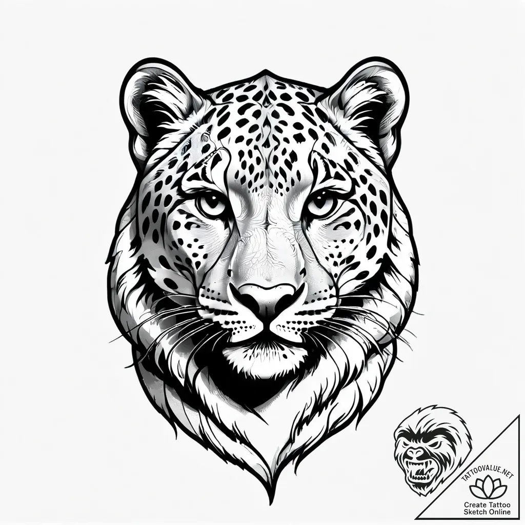 A snow leopard in the mountains (is there, bu... - style Jagger Old - tattoo sketch (10.11.2025 17:21)