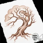 Dryad merging with an ancient oak tree, artis… – style Flux Inscriptions – tattoo sketch (10.11.2025 17:25)