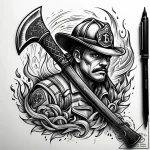 Tat tattoo sketch, firefighterвђ™s axe with f… – style Jaeger Simple – tattoo sketch (10.11.2025 17:28)