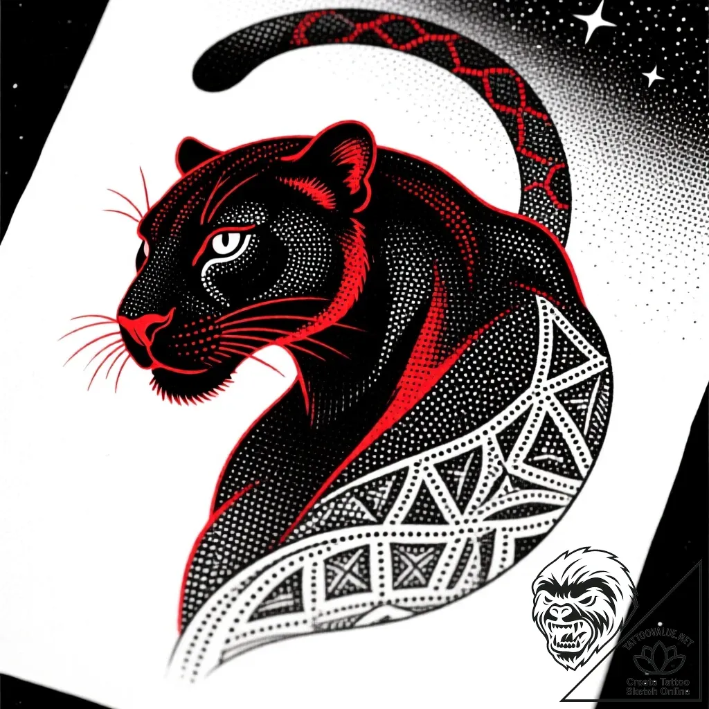 Panther shadow beneath starlit sky, tattoo sk... - style Flux Inscriptions - tattoo sketch (10.11.2025 17:37)