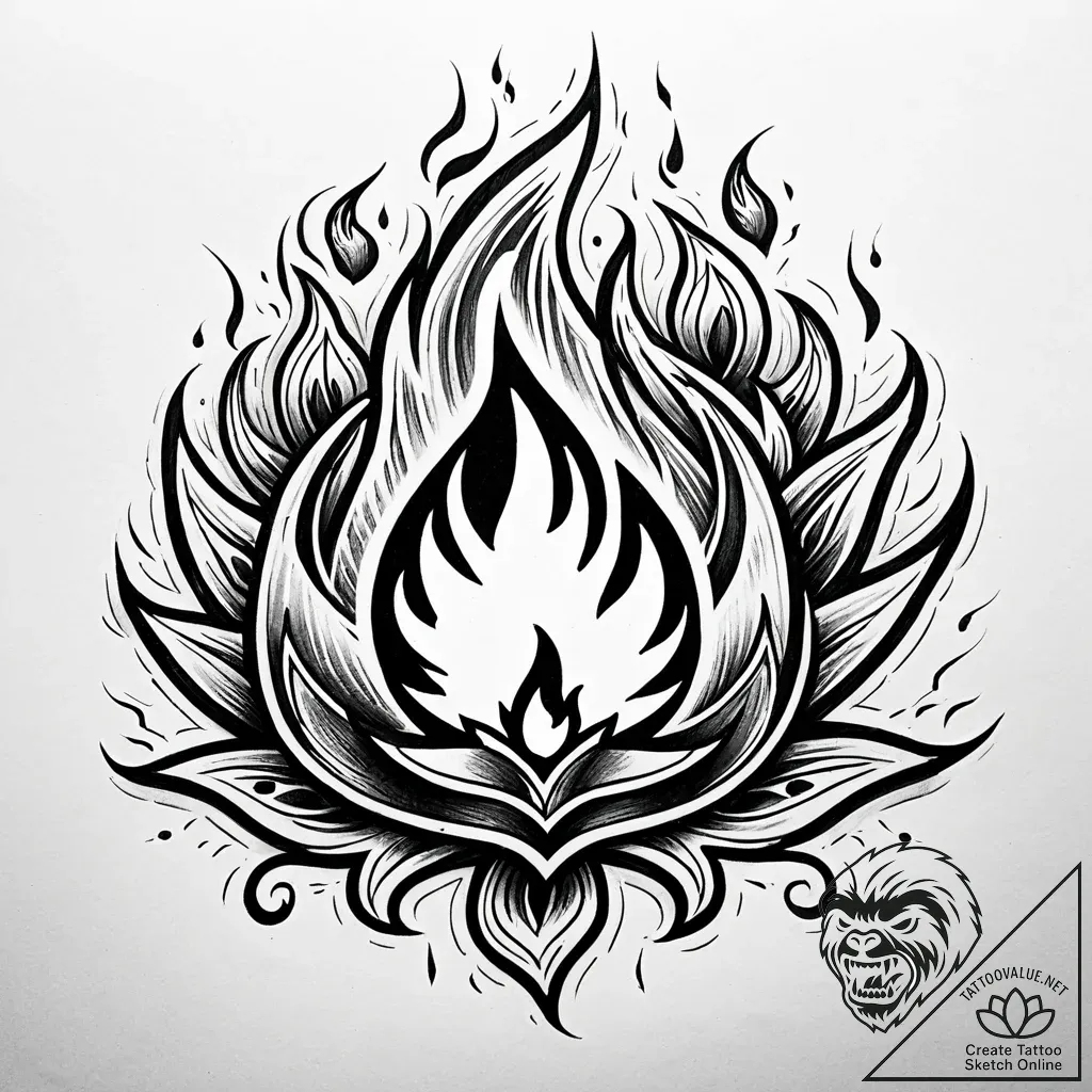 Tattoo sketch, calcifer flame with tribal pat... - style Jaeger Simple - tattoo sketch (10.11.2025 17:51)