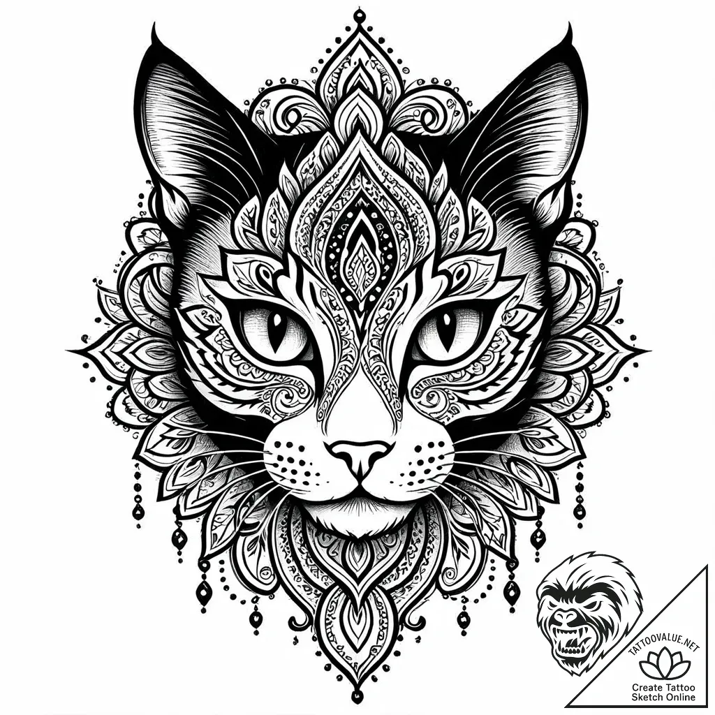Black cat, tattoo sketch design, dotwork shad... - style Jaeger Mini - tattoo sketch (10.11.2025 17:55)