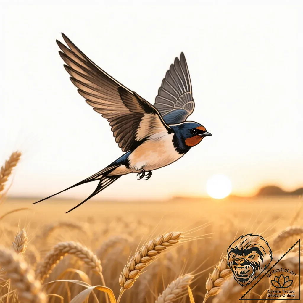 Swallow - style Flux Inscriptions - tattoo sketch (10.11.2025 18:01)