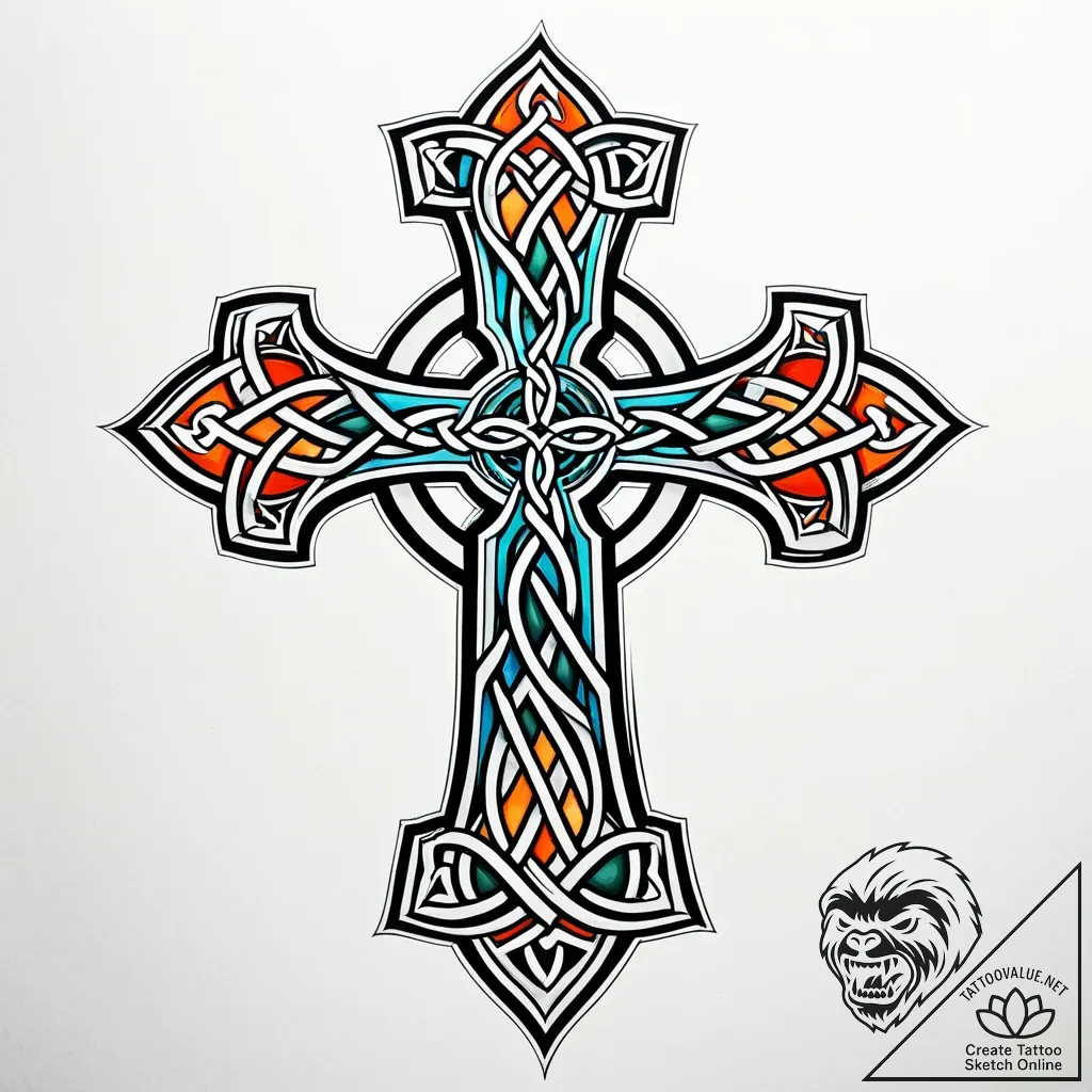 Celtic cross, concept art for tattoo, new sch... - style Jaeger Simple - tattoo sketch (10.11.2025 18:04)