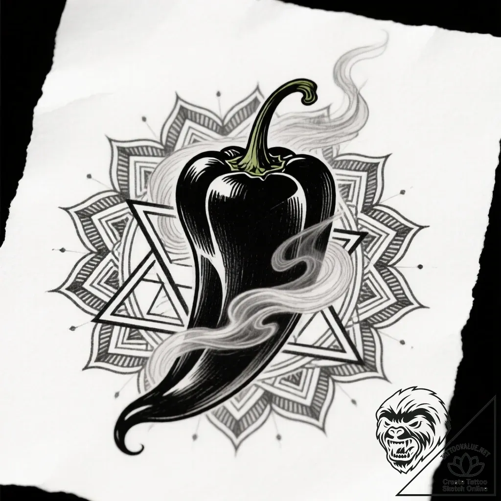 Tattoo sketch, paprikaвђ™s silhouette with sw... - style Flux Inscriptions - tattoo sketch (10.11.2025 18:49)