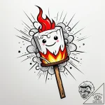 Marshmallow on a stick, roasting over a tiny… – style Jaeger Simple – tattoo sketch (10.11.2025 19:04)