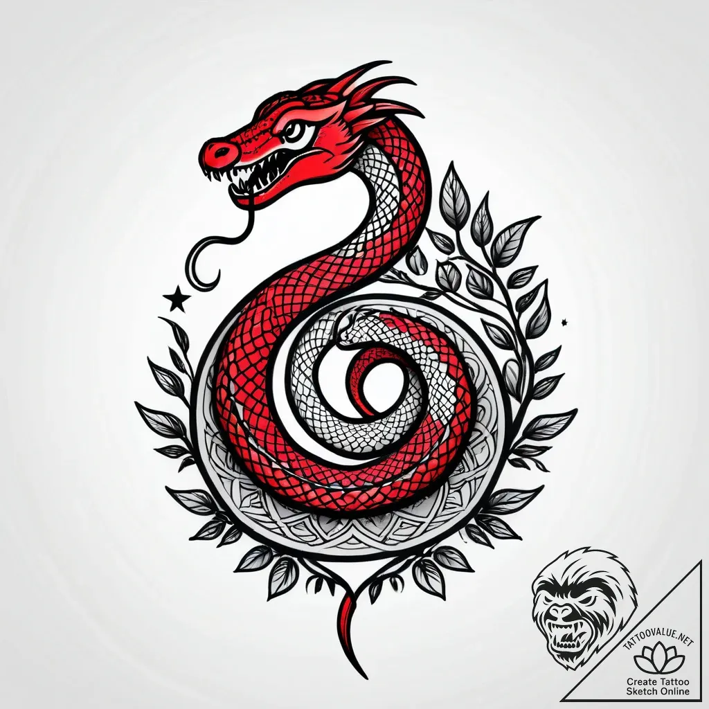 Iron serpent circling celestial bloom, tattoo... - style Jagger Old - tattoo sketch (10.11.2025 19:10)
