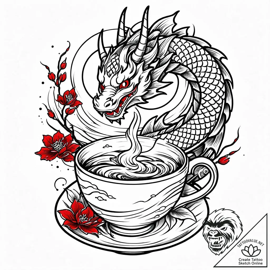 A detailed broken teacup, cherished,, tattoo... - style Jaeger Mini - tattoo sketch (10.11.2025 19:31)
