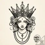 Dark chain pulling crown downward, tattoo dra… – style Jaeger Simple – tattoo sketch (10.11.2025 19:40)