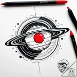Saturn (planet), tattoo drawing outline, tras… – style Jaeger Simple – tattoo sketch (10.11.2025 19:51)