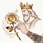 Midas touching a rose, turning it to gold, ta… – style Flux Inscriptions – tattoo sketch (10.11.2025 20:01)