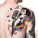 Tat tattoo sketch, singerвђ™s voice visualize… – style Flux Inscriptions – tattoo sketch (10.11.2025 20:13)
