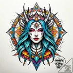 Spider queen beneath bone throne, tattoo sket… – style Jaeger Simple – tattoo sketch (10.11.2025 20:15)