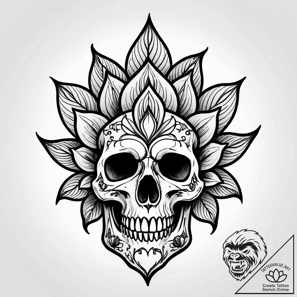 Ice flower blooming from skull, tattoo line a... - style Jagger Old - tattoo sketch (10.11.2025 20:21)