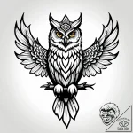 Owl wings crowned with thorns, ink illustrati… – style Jagger Old – tattoo sketch (10.11.2025 20:33)