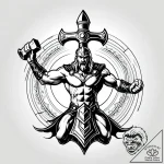 Tattoo sketch, thor swinging hammer mjг¶lnir… – style Jagger Old – tattoo sketch (10.11.2025 20:58)
