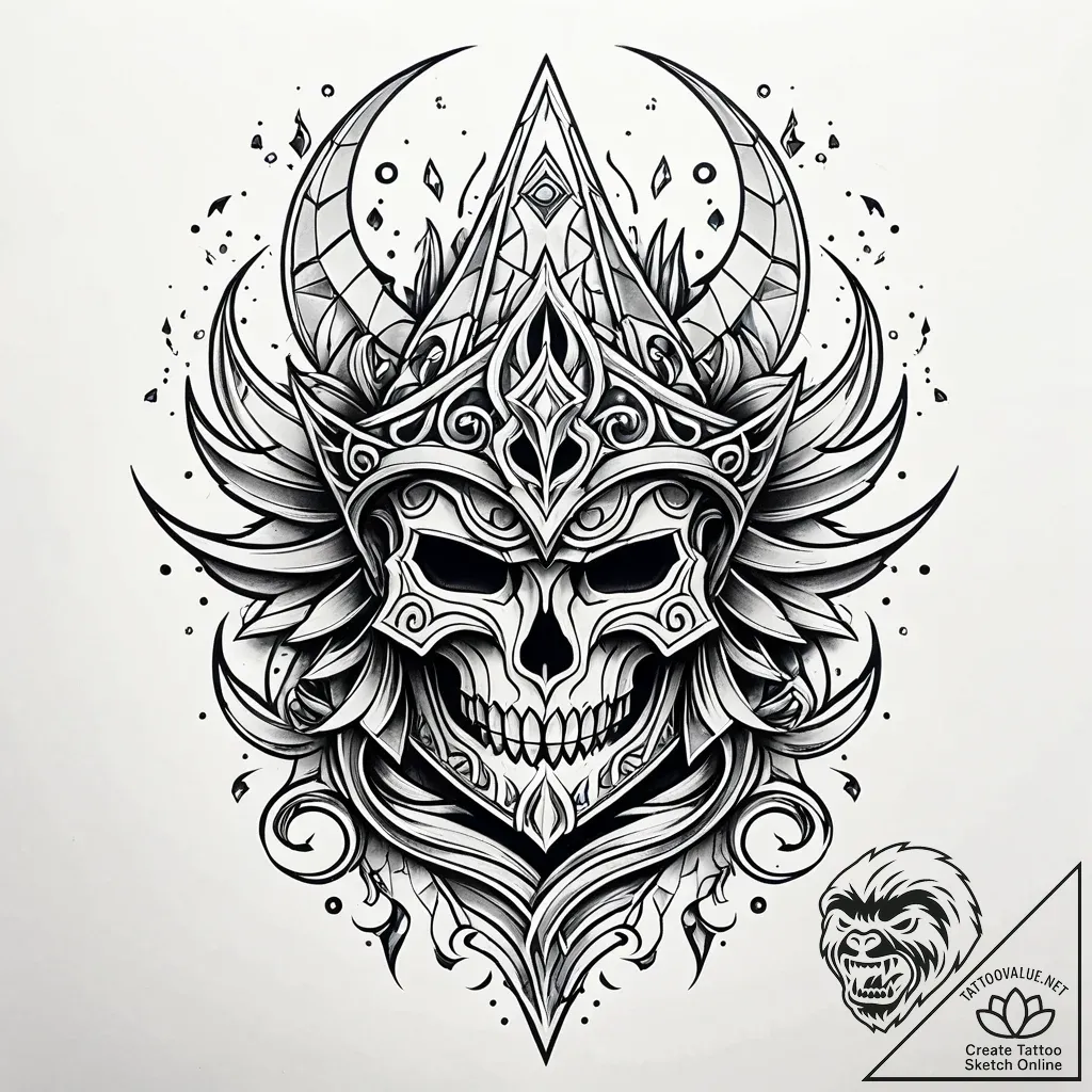 Quartz helm beneath shattered spire, tattoo f... - style Jaeger Simple - tattoo sketch (10.11.2025 22:03)