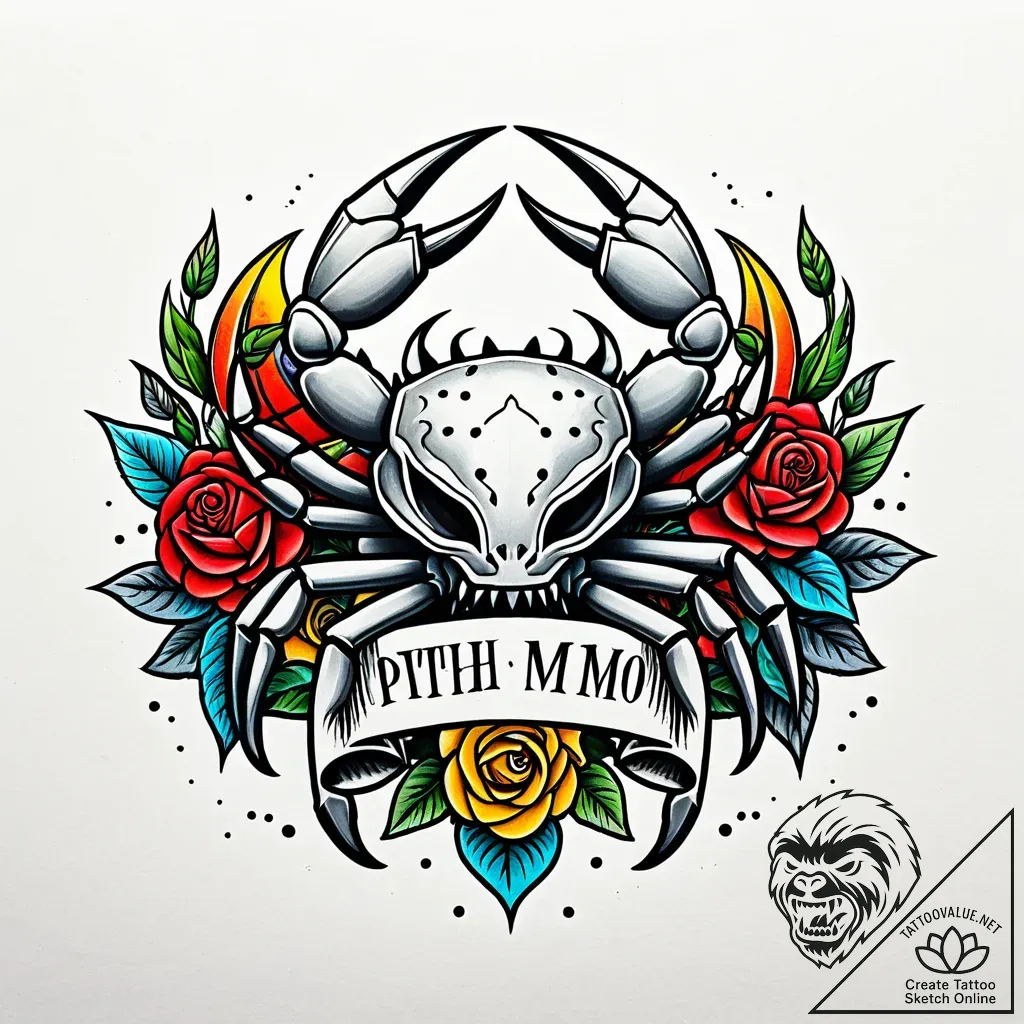 Crab, tattoo flash sheet design, minimalist a... - style Jaeger Simple - tattoo sketch (10.11.2025 22:16)