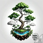A floating island with a single tree – style Jagger Old – tattoo sketch (10.11.2025 22:33)