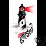 Lighthouse eye watching from fog, tattoo sket… – style Flux Inscriptions – tattoo sketch (10.11.2025 22:37)