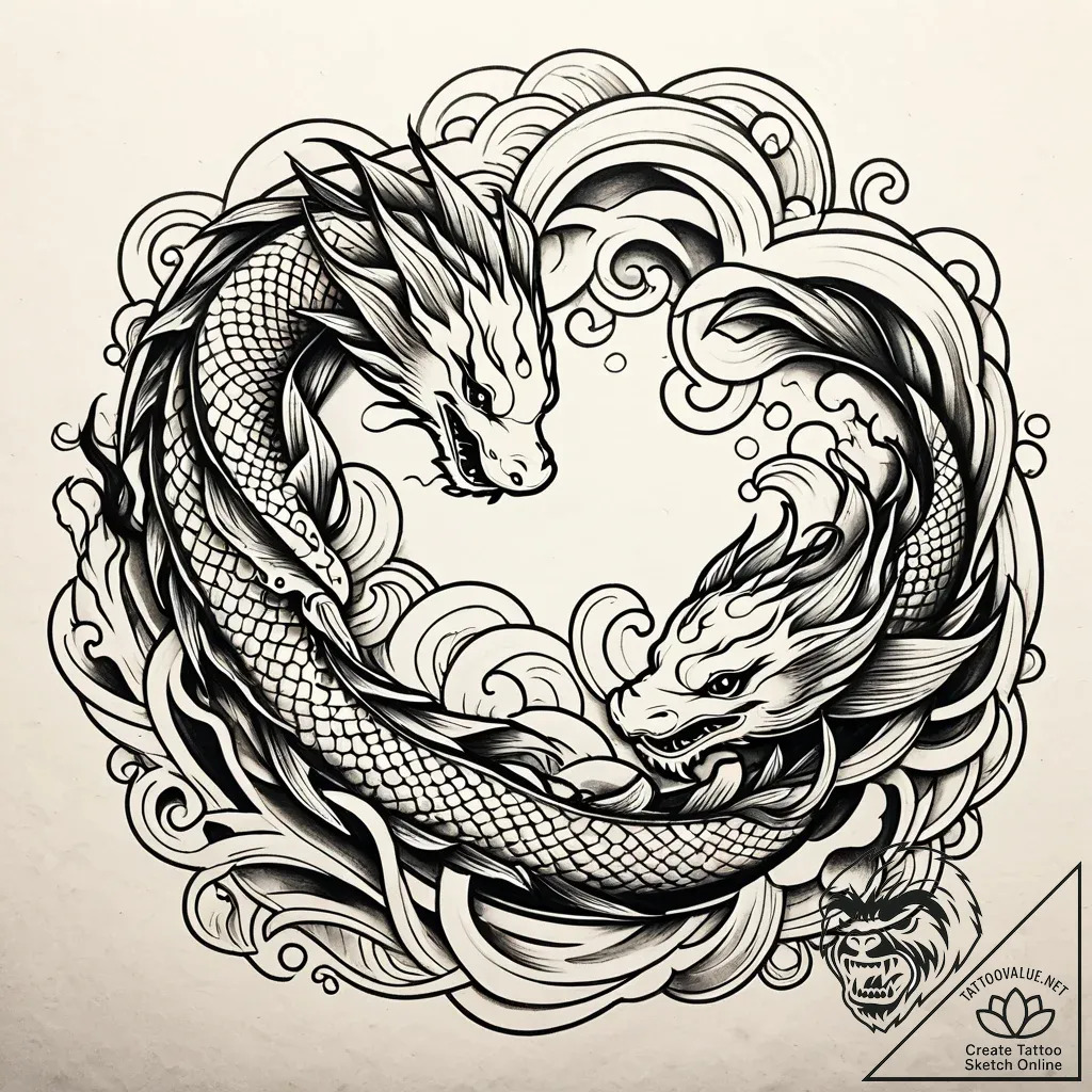 Burning seal with twin serpents, artistic tat... - style Jaeger Simple - tattoo sketch (10.11.2025 22:40)
