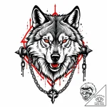Chained wolf, muscles straining, shattering i… – style Jaeger Mini – tattoo sketch (10.11.2025 22:43)