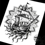 Kelp wrapped around shipwreck, tattoo flash s… – style Flux Inscriptions – tattoo sketch (10.11.2025 22:49)