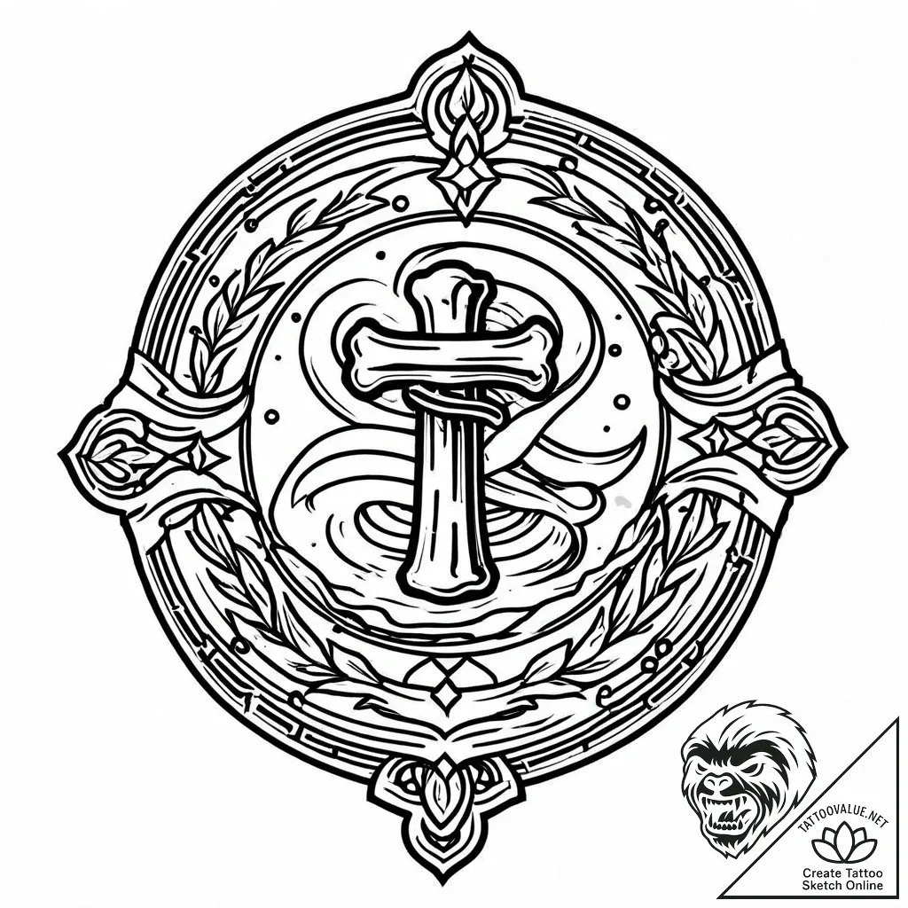 Bone relic sealed with wax, ink illustration... - style Jaeger Mini - tattoo sketch (10.11.2025 22:55)