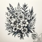 Tat tattoo sketch, wildflower bouquet painted… – style Jaeger Simple – tattoo sketch (10.11.2025 23:04)