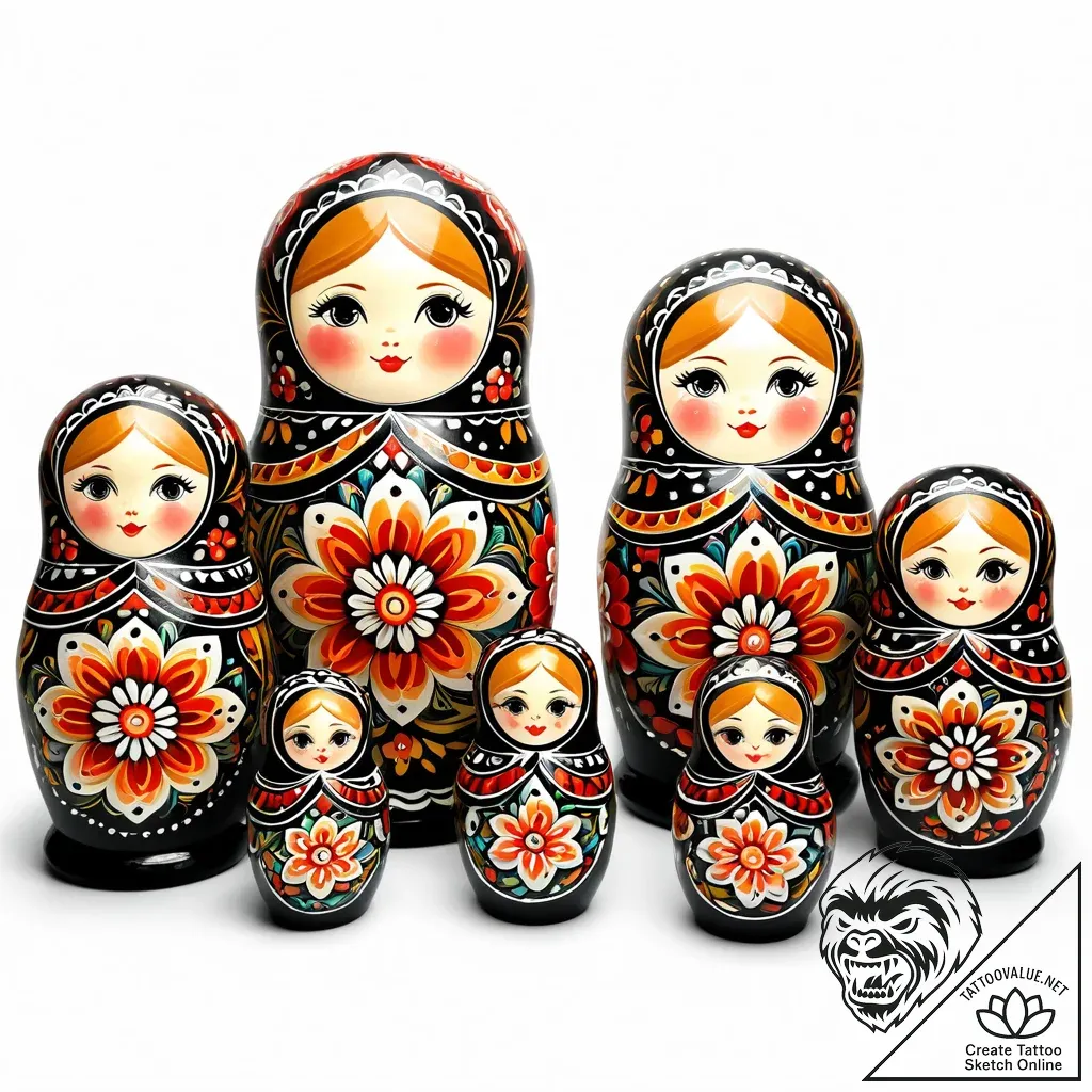 Matryoshka doll (is there, but can be a set) - style Jaeger Mini - tattoo sketch (10.11.2025 23:06)