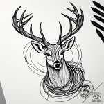 Deer’s antlers tangled with fiber optic cable… – style Jaeger Simple – tattoo sketch (10.11.2025 23:16)