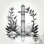 A detailed bamboo water feature, tranquil,, a… – style Jagger Old – tattoo sketch (10.11.2025 23:46)