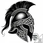 Tattoo sketch, celtic warrior helmet with fea… – style Flux Inscriptions – tattoo sketch (10.11.2025 23:49)