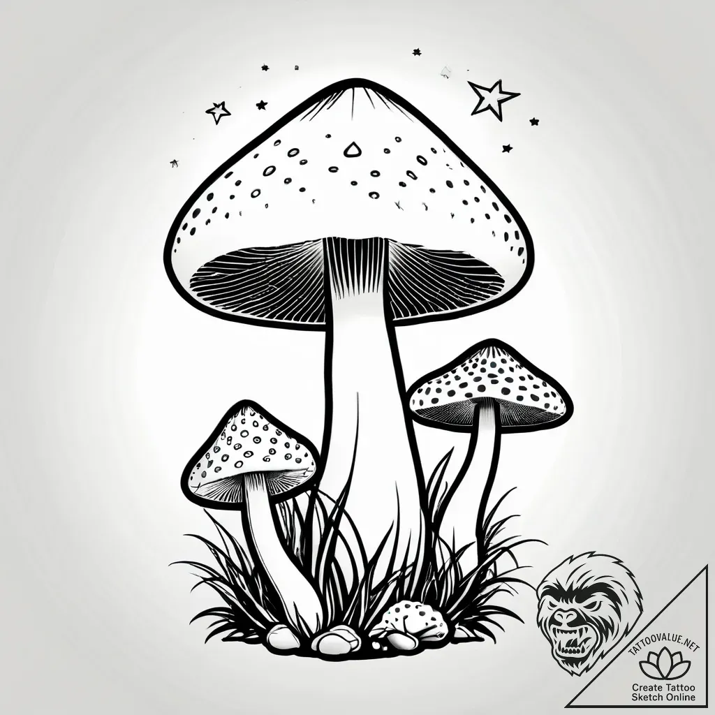 Mushroom spores beneath crescent moon, concep... - style Jagger Old - tattoo sketch (11.11.2025 00:22)