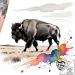 A majestic bison roaming open plains, america… – style Flux Inscriptions – tattoo sketch (11.11.2025 00:49)