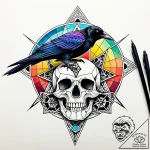A mystical brooding raven perched on a skull,… – style Jaeger Simple – tattoo sketch (11.11.2025 00:51)