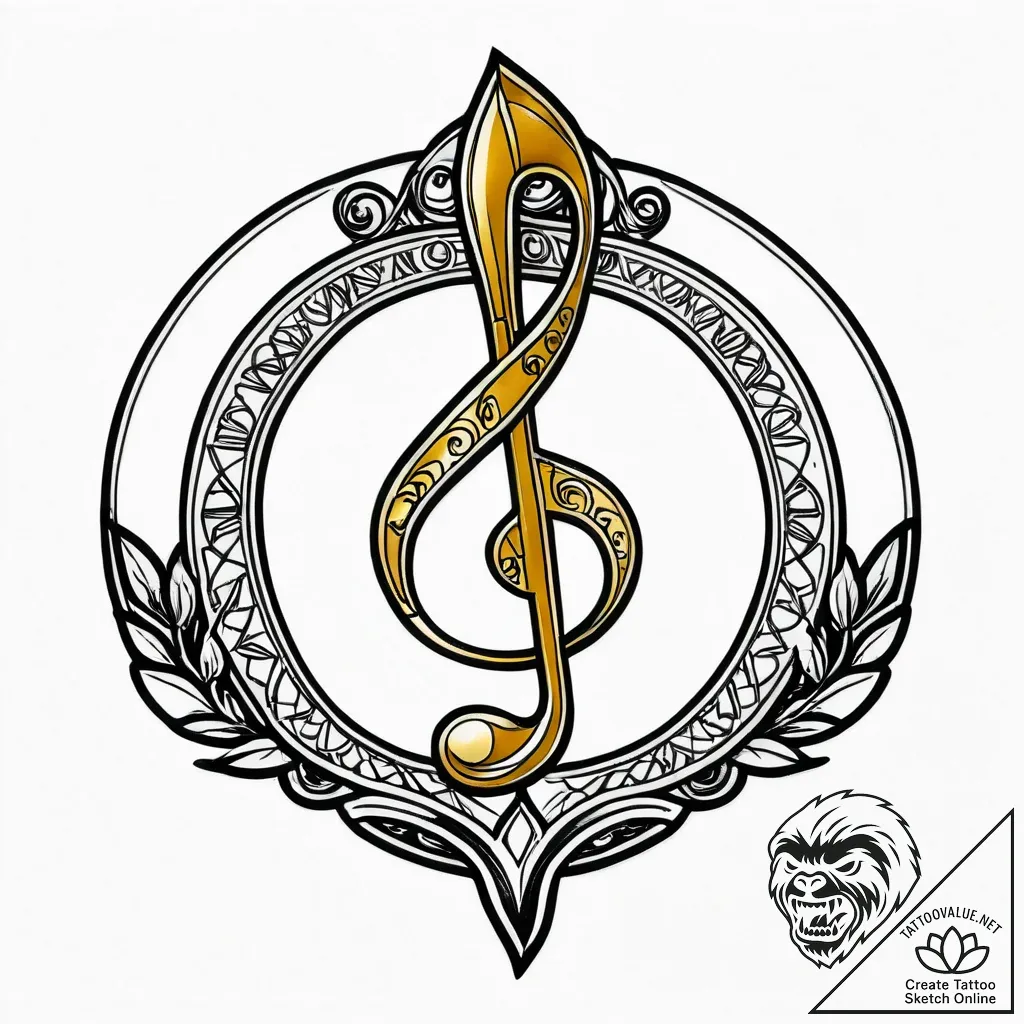 Tattoo sketch, miguel playing music surrounde... - style Jagger Old - tattoo sketch (11.11.2025 00:57)