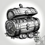 A detailed barrel full of coins, treasure che… – style Jagger Old – tattoo sketch (11.11.2025 01:22)