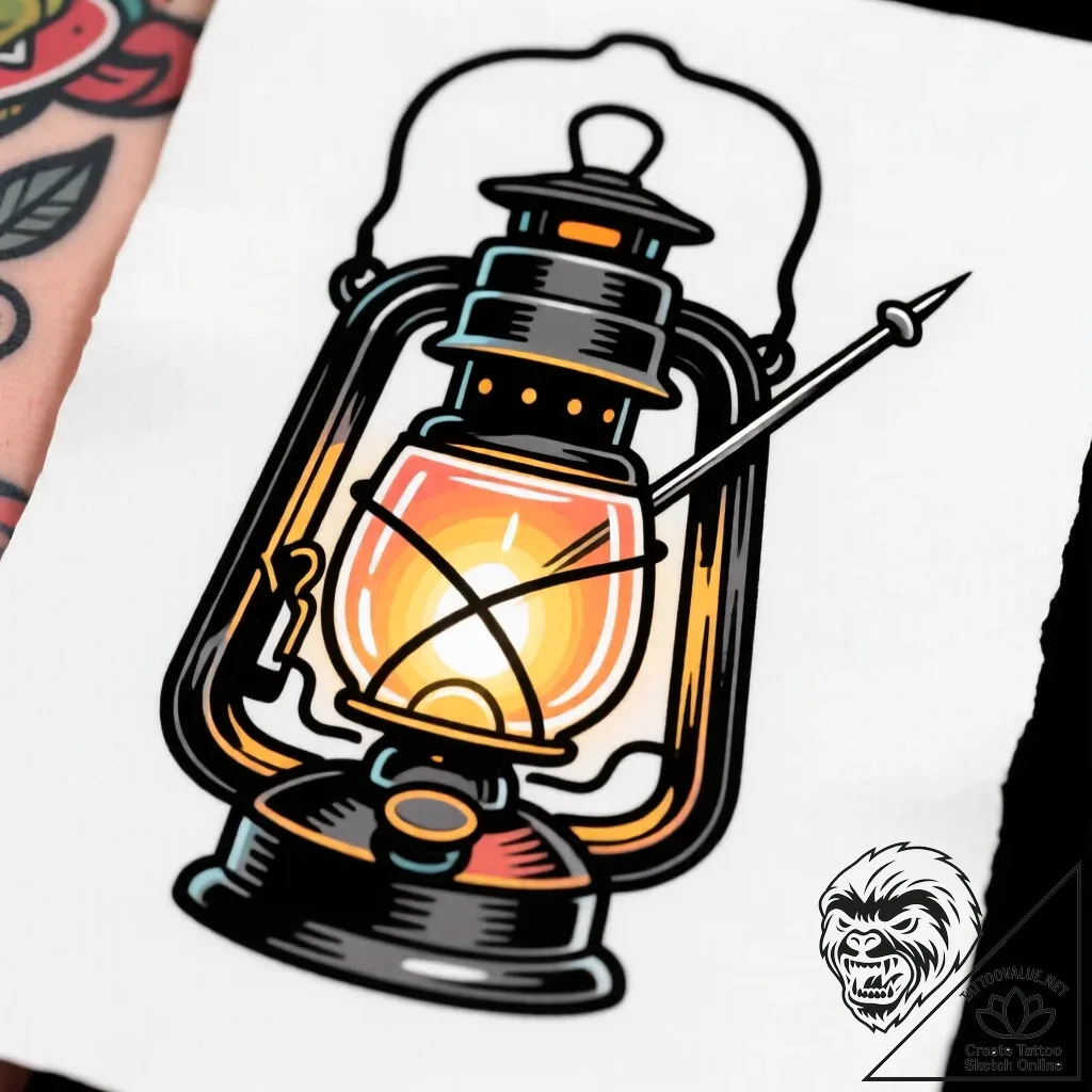 Lantern light trapped in glass, concept art f... - style Flux Inscriptions - tattoo sketch (11.11.2025 01:25)