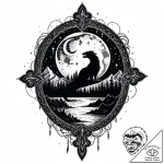 Tattoo sketch, night fury silhouette with moo… – style Jaeger Mini – tattoo sketch (11.11.2025 01:31)