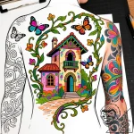 Tattoo sketch, encanto house intertwined with… – style Flux Inscriptions – tattoo sketch (11.11.2025 01:37)