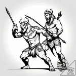 Tattoo sketch, croods hunting scene with spea… – style Jagger Old – tattoo sketch (11.11.2025 01:58)