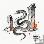 Stone serpent coiling through ruins, tattoo d… – style Flux Inscriptions – tattoo sketch (11.11.2025 02:13)