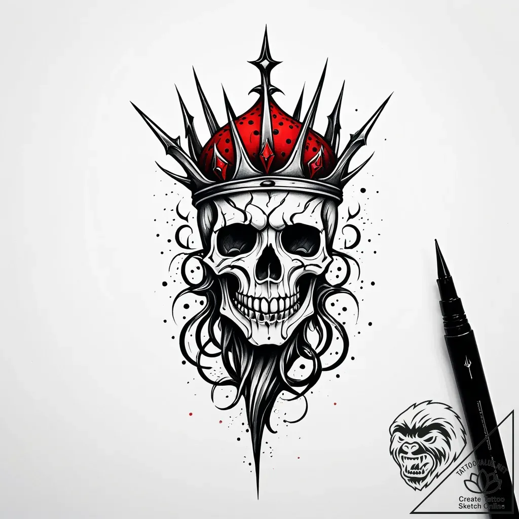 Haunted relic crowned with thorns, ink illust... - style Jaeger Simple - tattoo sketch (11.11.2025 02:15)
