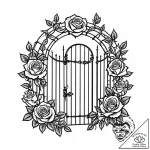 Harrowed rose beneath bone gate, ink illustra… – style Jaeger Mini – tattoo sketch (11.11.2025 02:18)