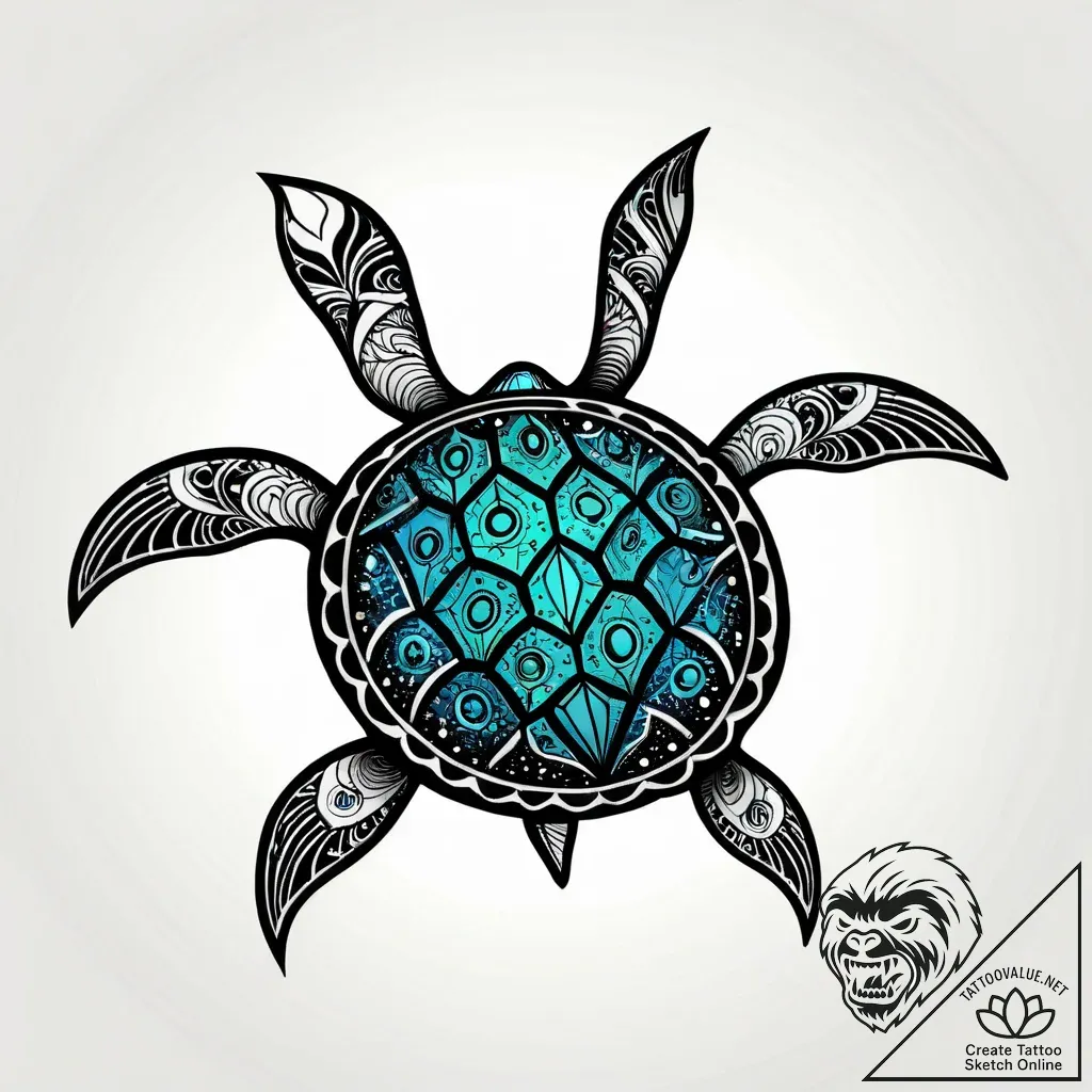 Turtle swimming through a sea of stars, tatto... - style Jagger Old - tattoo sketch (11.11.2025 02:22)