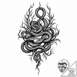 Ashen serpent entangled in roots, tattoo line… – style Jaeger Mini – tattoo sketch (11.11.2025 02:31)