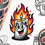 Animated candle with twin flames, tattoo sket… – style Flux Inscriptions – tattoo sketch (11.11.2025 02:37)