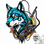 Tat tattoo sketch, robotic wolf with mechanic… – style Jaeger Mini – tattoo sketch (11.11.2025 02:43)
